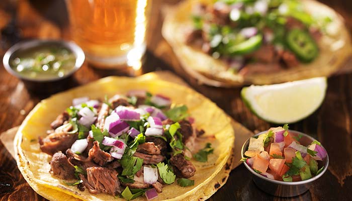Pulled pork smoked BBQ tacos served at Cowboy Mac's Country Club Restaurant and Bar located in Green Bay, Wisconsin