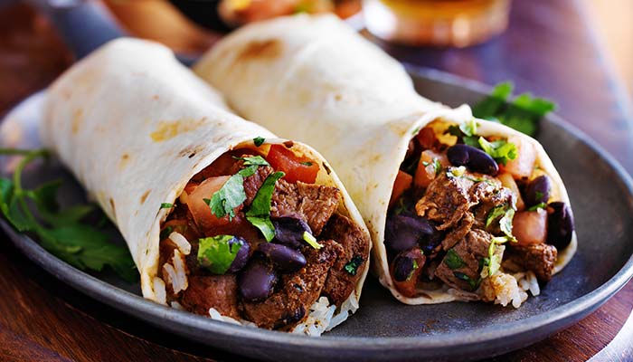 Steak burritos served at Cowboy Mac's Country Club Restaurant and Bar located in Green Bay, Wisconsin