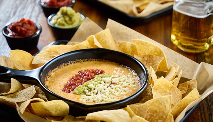 Dips and chips served at Cowboy Mac's Country Club Restaurant and Bar located in Green Bay, Wisconsin